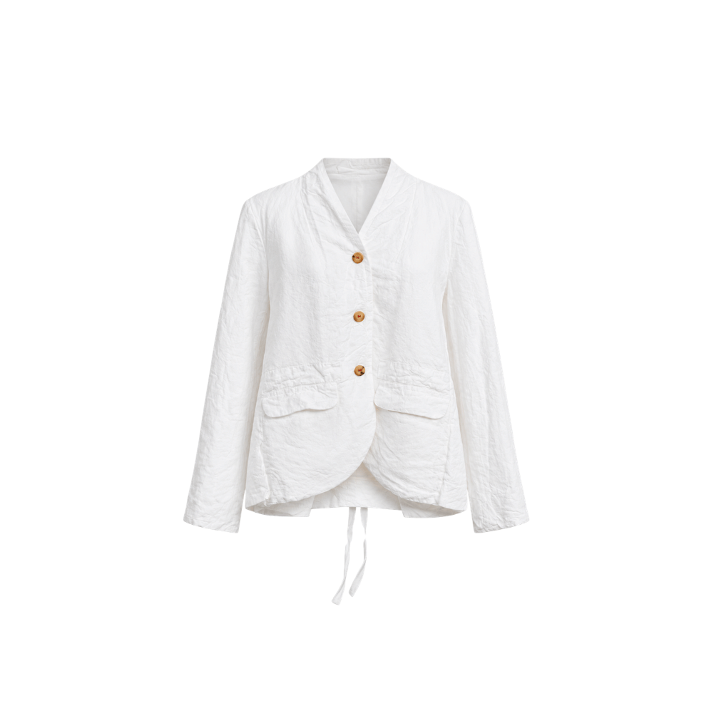 Hannoh Wessel JAMIE Drawstring-Waist Linen Jacket in White