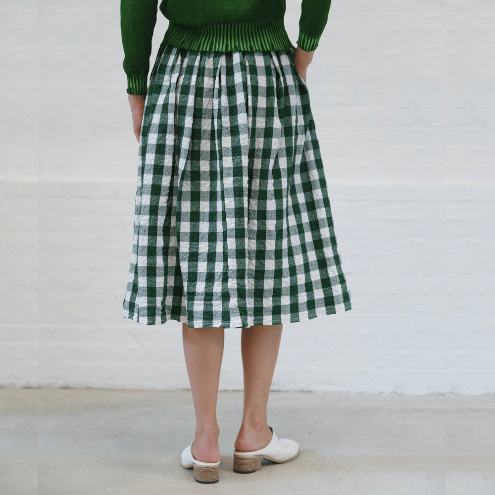 H+ Hannoh Wessel Joquise Skirt in Green Check – International designer fashion boutique Australia Riada Concept Woollahra