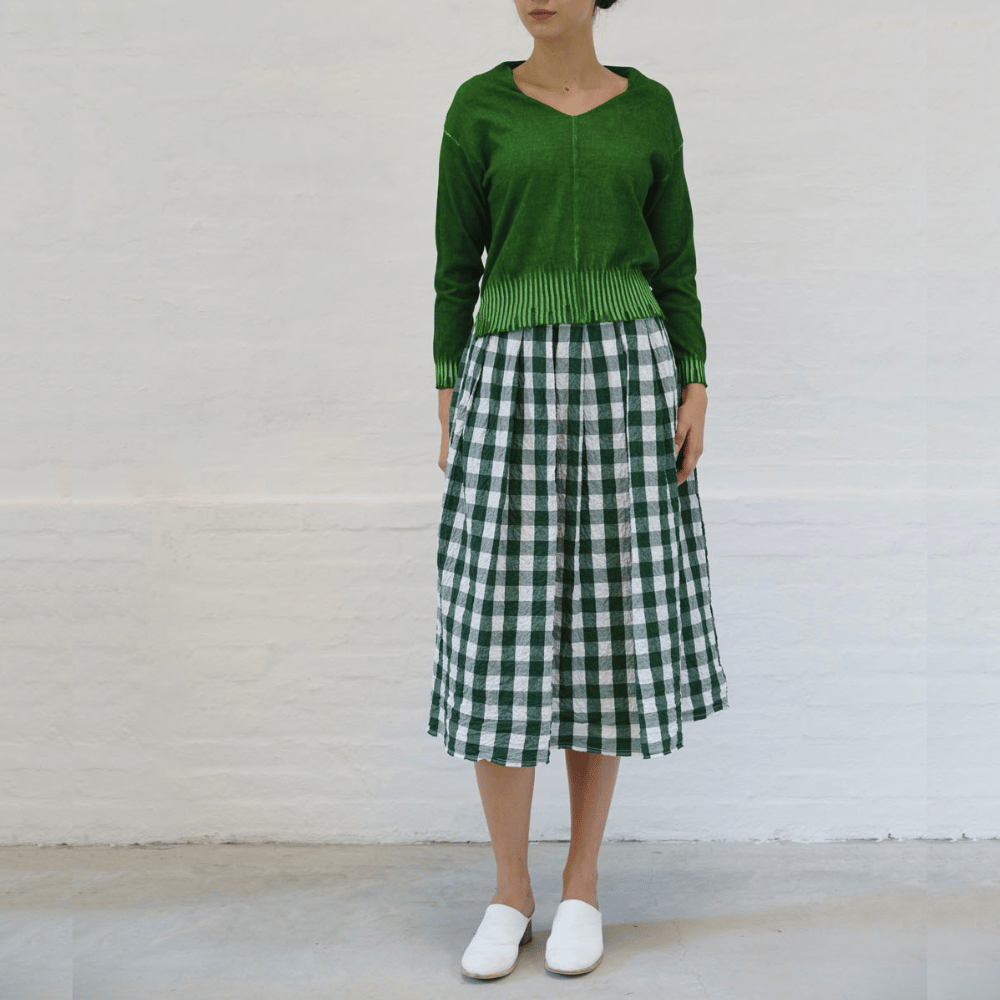 H+ Hannoh Wessel Joquise Skirt in Green Check – International designer fashion boutique Australia Riada Concept Woollahra