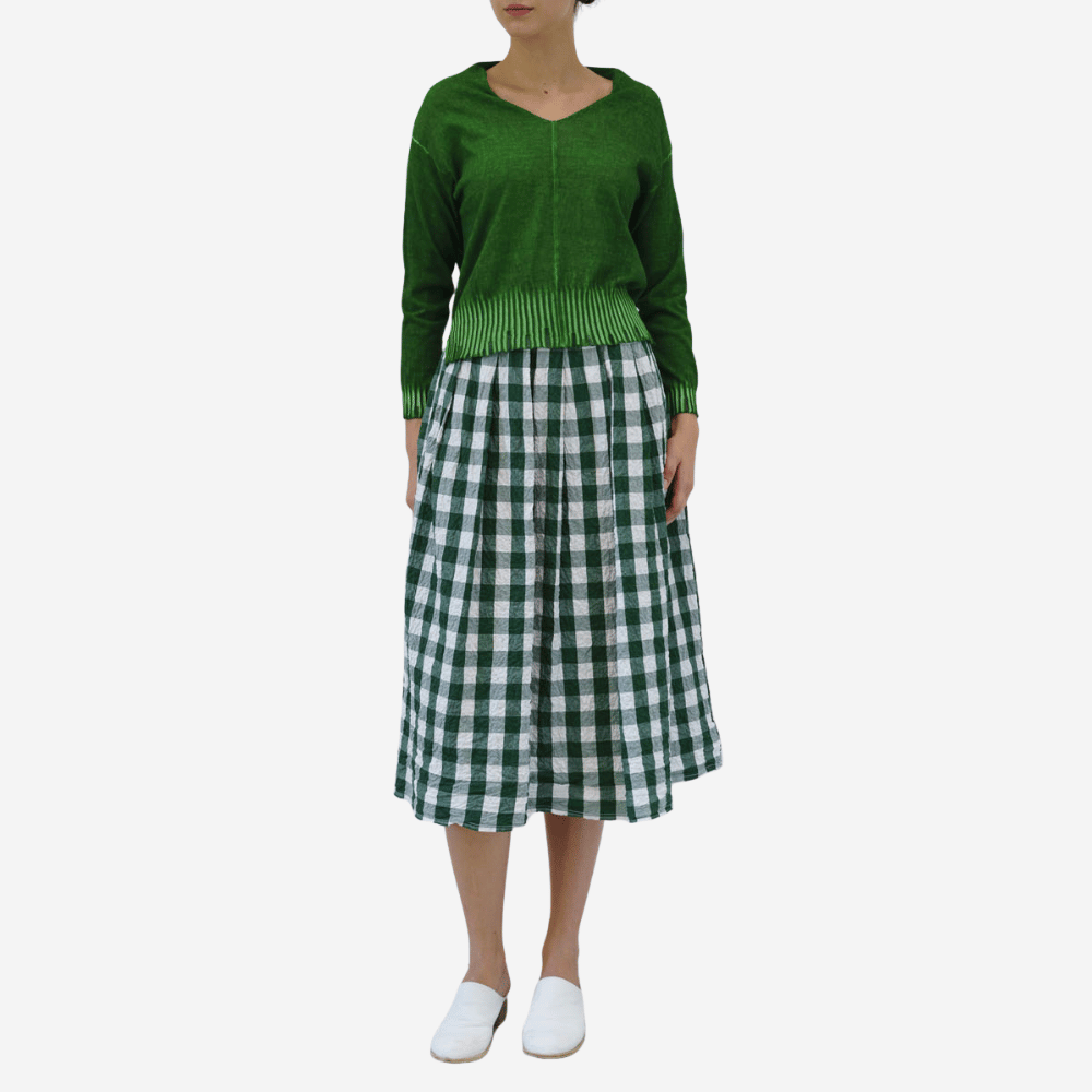 H+ Hannoh Wessel Joquise Skirt in Green Check – International designer fashion boutique Australia Riada Concept Woollahra