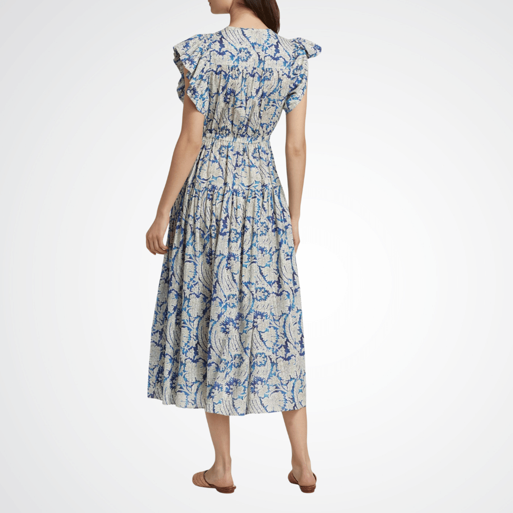 Ulla Johnson Kairi Flutter Sleeve Midi Dress in Ciel ULLA JOHNSON Designer fashion shop online and in store High End fashion boutique Sydney Australia Riada Concept
