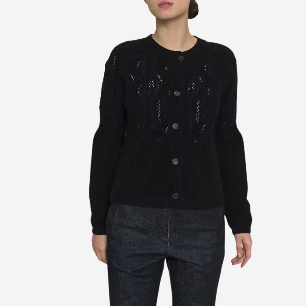 Hannoh Wessel Karlotta Cashmere Cardigan in Navy Black – International designer fashion boutique Australia Riada Concept Woollahra