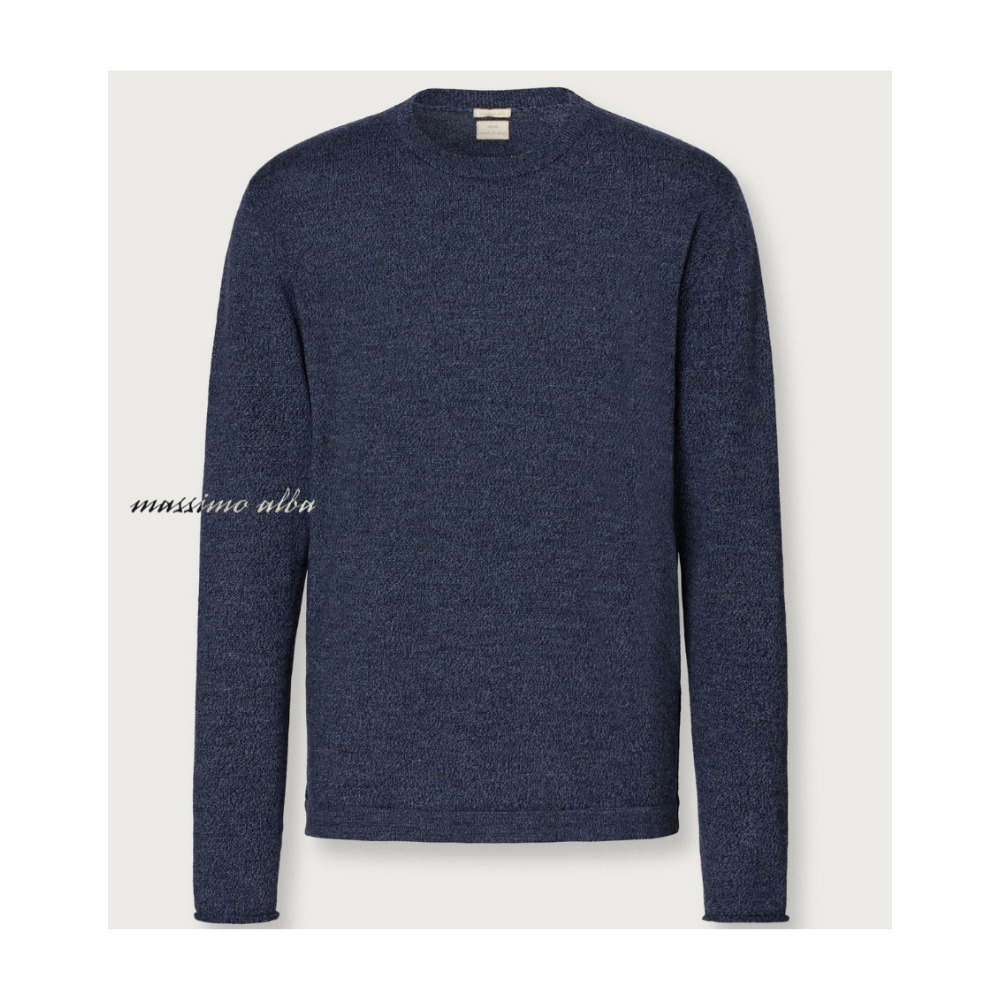 Larry Round Neck Sweater in Marine