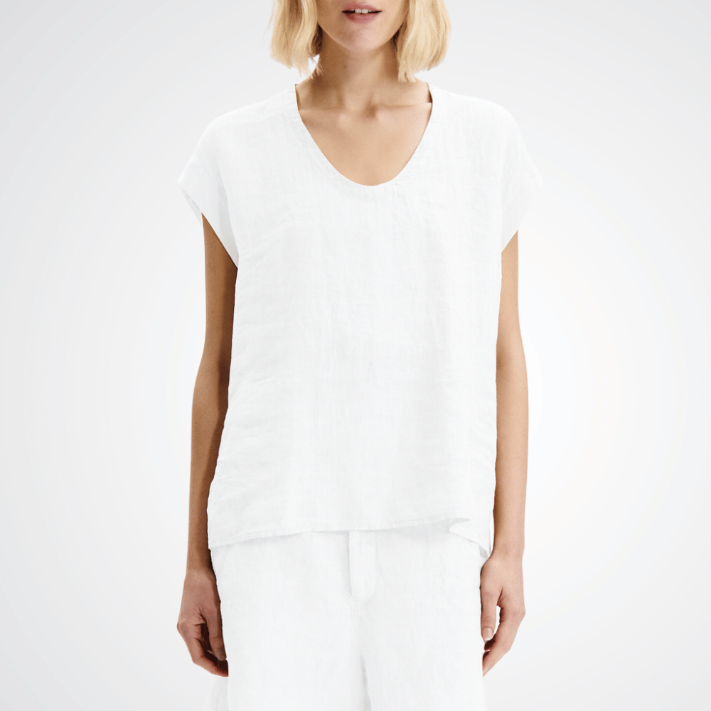 Transit Par Such Linen Cap Sleeve Top in White Transit Par Such at Riada Concept Designer fashion shop online and in store High End fashion boutique Sydney Australia Riada Concept