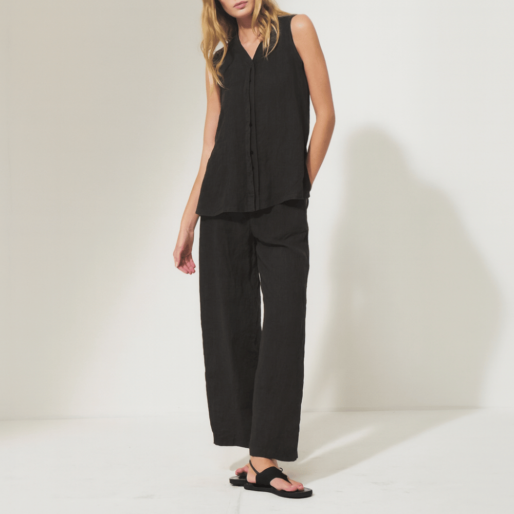 TRANSIT PAR SUCH Linen Sleeveless Top in Black Transit Par Such at Riada Concept Designer fashion shop online and in store High End fashion boutique Sydney Australia Riada Concept