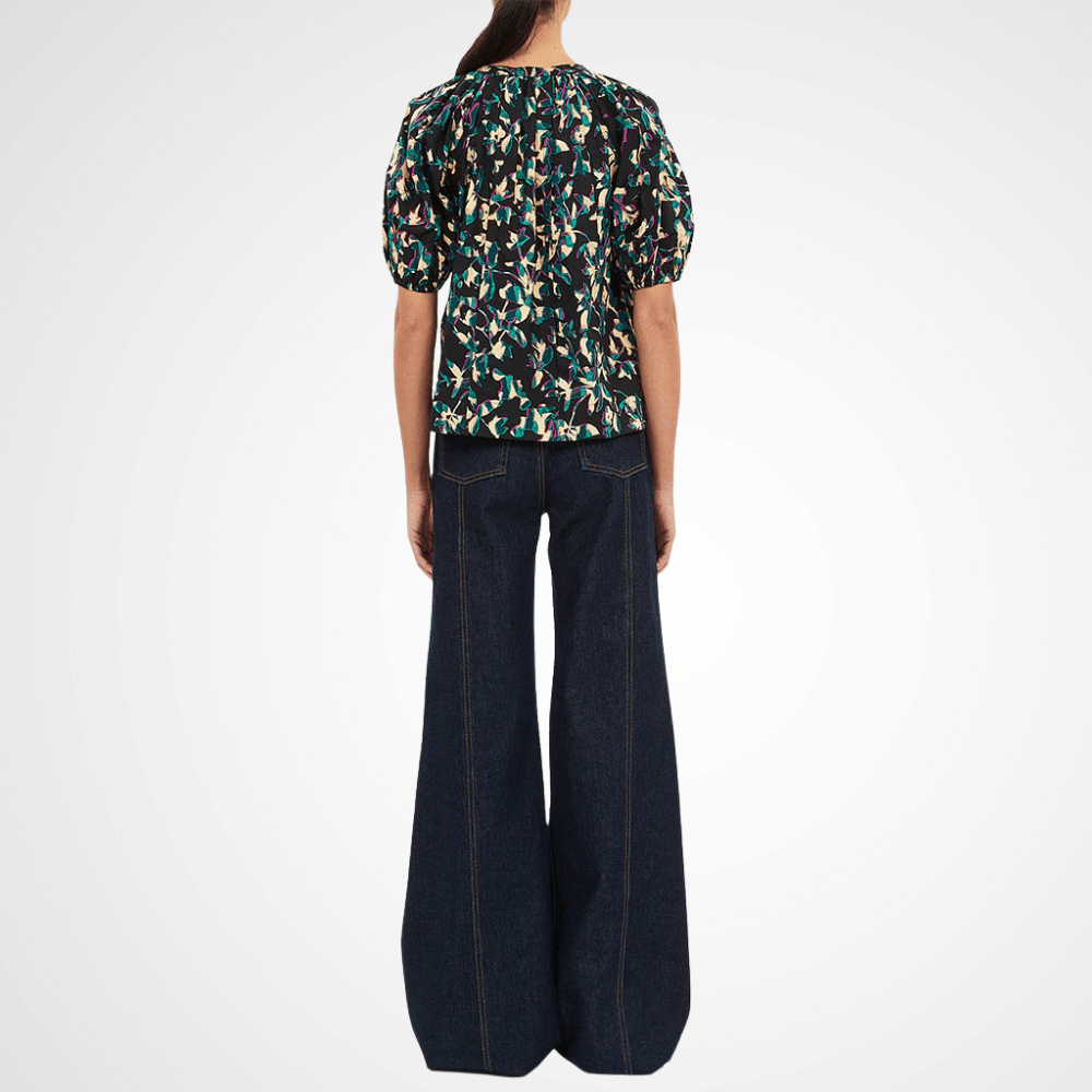 Ulla Johnson Loli Short Sleeve Blouse in Kaleidoscope – luxury cotton floral blouse with puff sleeves, Available instore and online at Riada Concept, Woollahra Sydney’s destination for a curated selection of international luxury brands