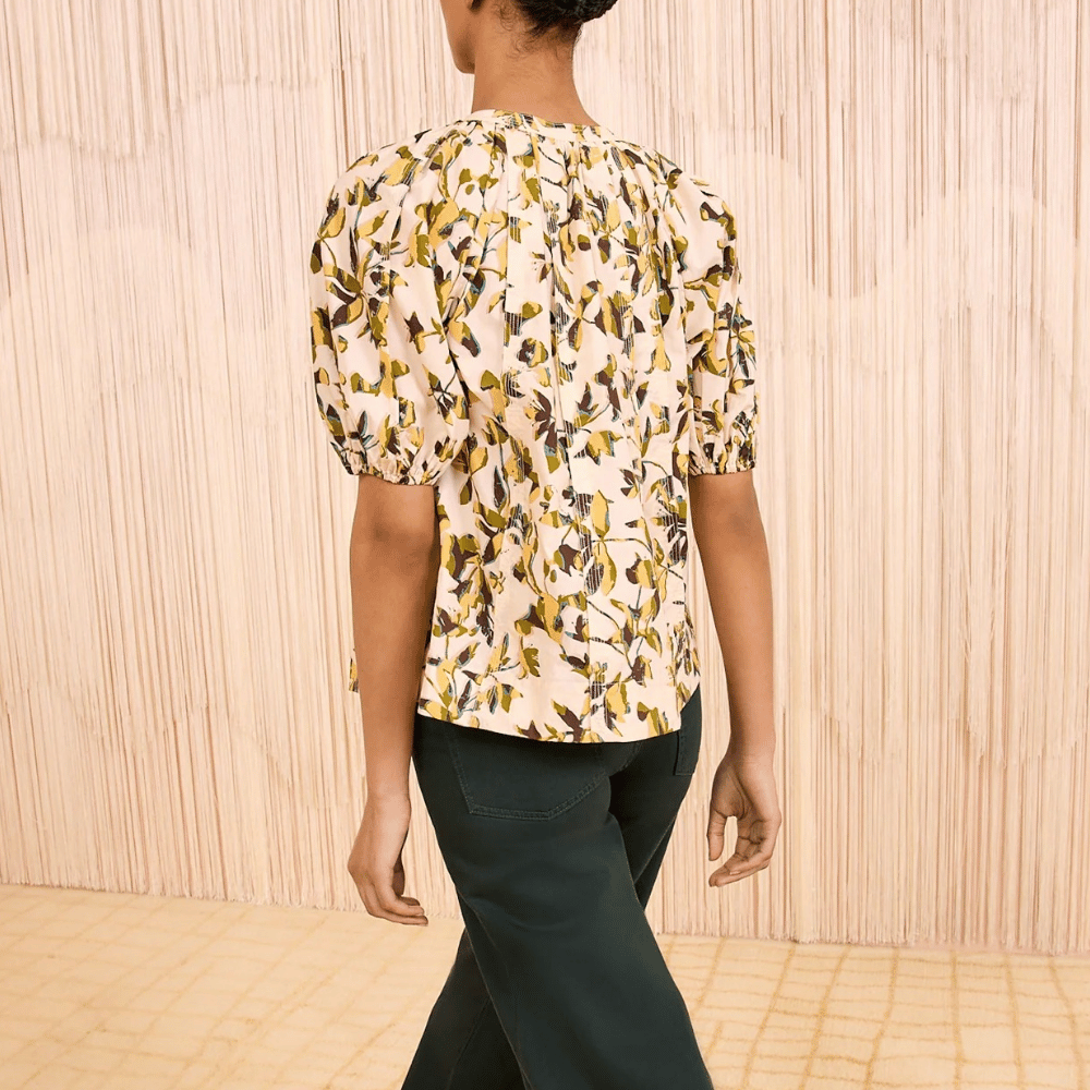 Ulla Johnson Loli Short Sleeve Blouse in Lucent – luxury cotton floral blouse with puff sleeves, Available instore and online at Riada Concept, Woollahra — Sydney’s destination for a curated selection of international luxury brands