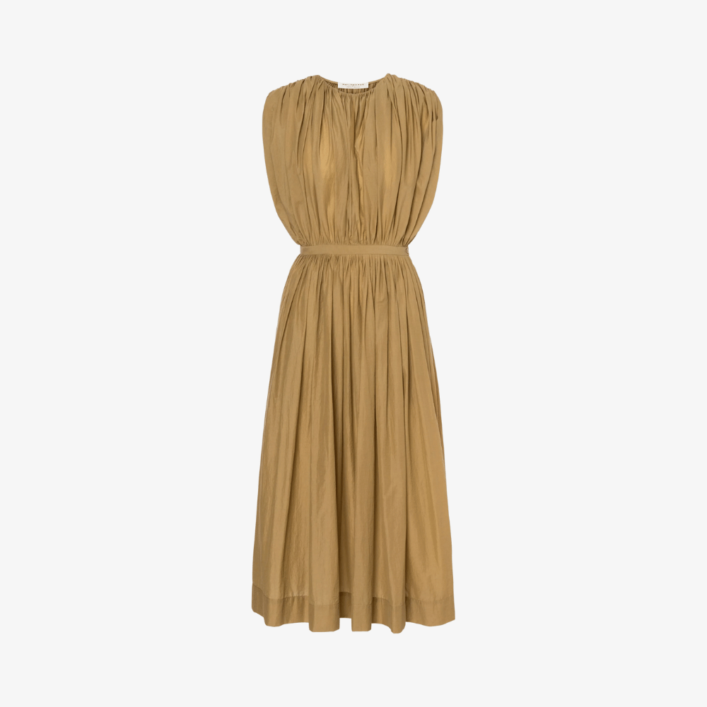 Philosophy di Lorenzo Serafini Longuette Nylon Dress in Beige – international luxury fashion brand midi dress available at Riada Concept Woollahra, Sydney Australia and online