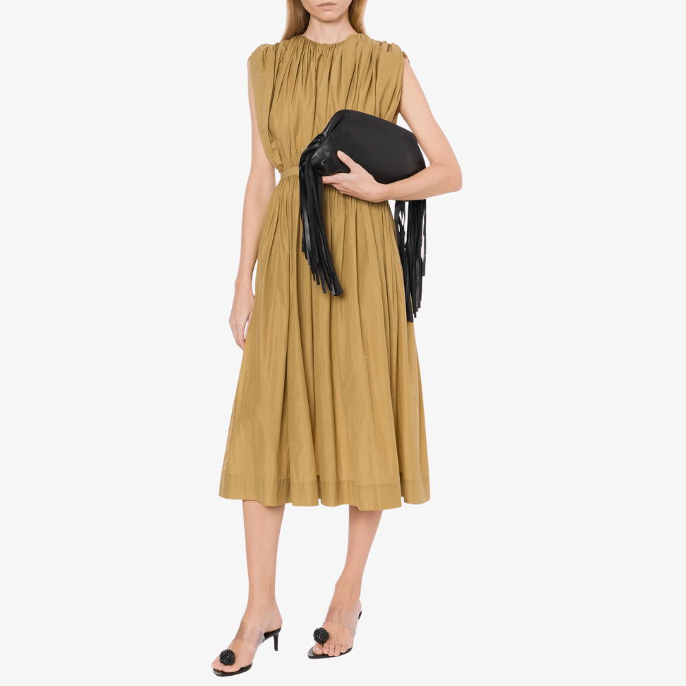 Philosophy di Lorenzo Serafini Longuette Nylon Dress in Beige – international luxury fashion brand midi dress available at Riada Concept Woollahra, Sydney Australia and online