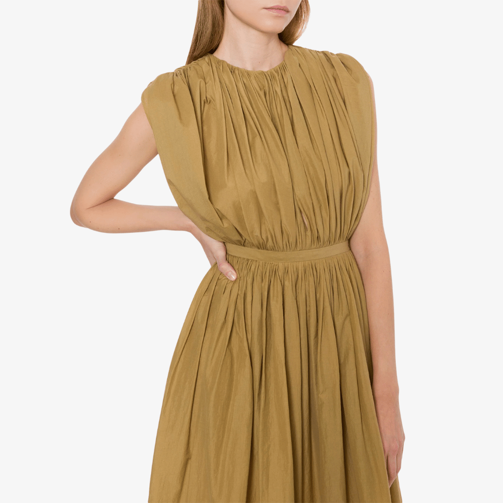 Philosophy di Lorenzo Serafini Longuette Nylon Dress in Beige – international luxury fashion brand midi dress available at Riada Concept Woollahra, Sydney Australia and online