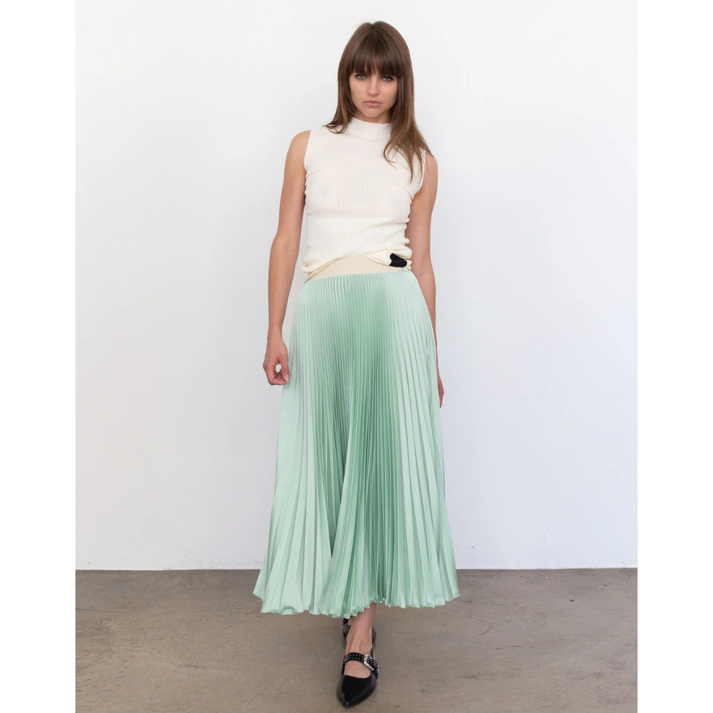 Benedetto Satin Midi in Pistachio