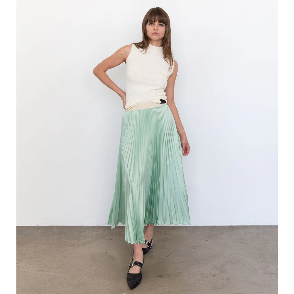 Benedetto Satin Midi in Pistachio