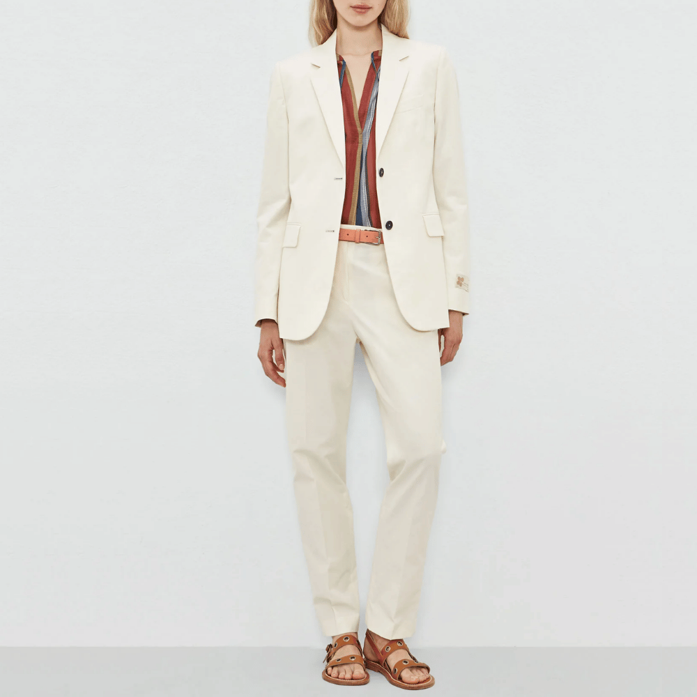 Massimo Alba Woman Miriam Full-Length Tapered-Leg Cotton Trousers in Summer Sand MASSIMO ALBA WOMENS Designer fashion shop online and in store High End fashion boutique Sydney Australia Riada Concept