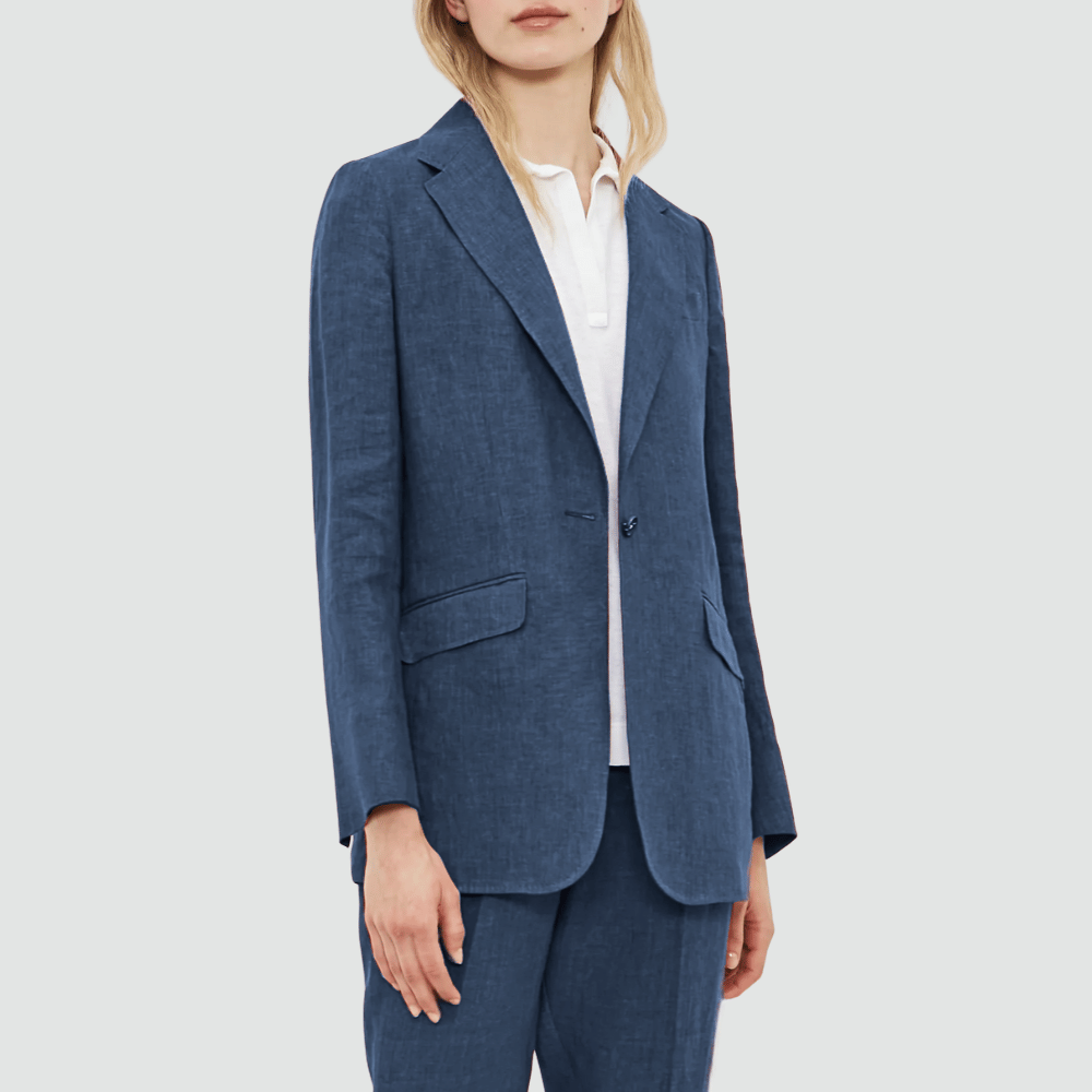 Massimo Alba Woman Aline Délavé Linen Single-Breasted Jacket in Dark Blue MASSIMO ALBA WOMENS Designer fashion shop online and in store High End fashion boutique Sydney Australia Riada Concept