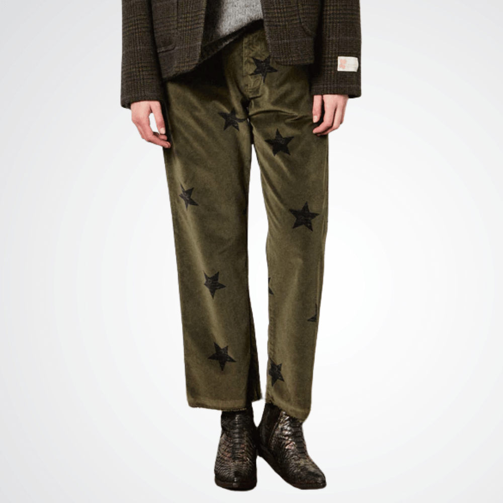 Massimo Alba Woman Alosa Cut Cropped Cotton Velvet Frayed Hem Pants in Khaki MASSIMO ALBA WOMENS Designer fashion shop online and in store High End fashion boutique Sydney Australia Riada Concept