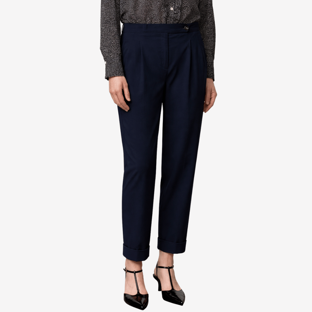 Massimo Alba Boga Cotton Gabardine Trousers in Navy Blue - International designer fashion boutique Australia Riada Concept Woollahra