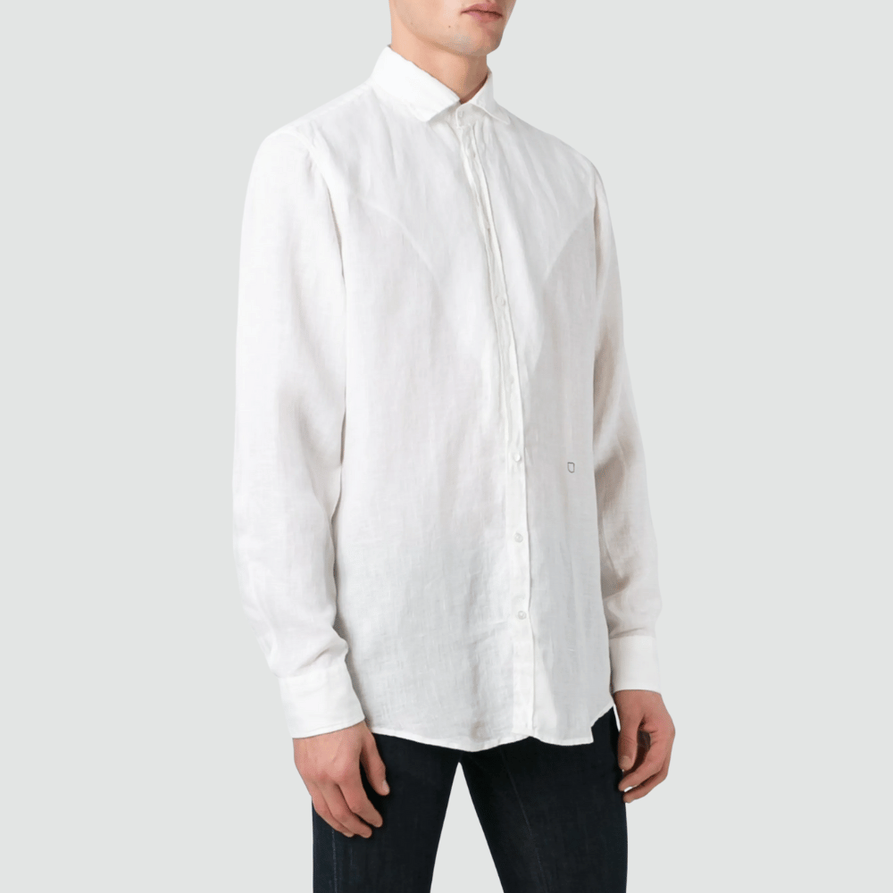 Massimo Alba Menswear Long Sleeve Canary Linen Shirt in White MASSIMO ALBA ITALIAN MENSWEAR shop at Riada Concept Luxury International Designer Boutique in store and online Sydney