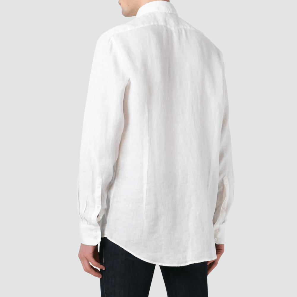 Massimo Alba Menswear Long Sleeve Canary Linen Shirt in White MASSIMO ALBA ITALIAN MENSWEAR shop at Riada Concept Luxury International Designer Boutique in store and online Sydney