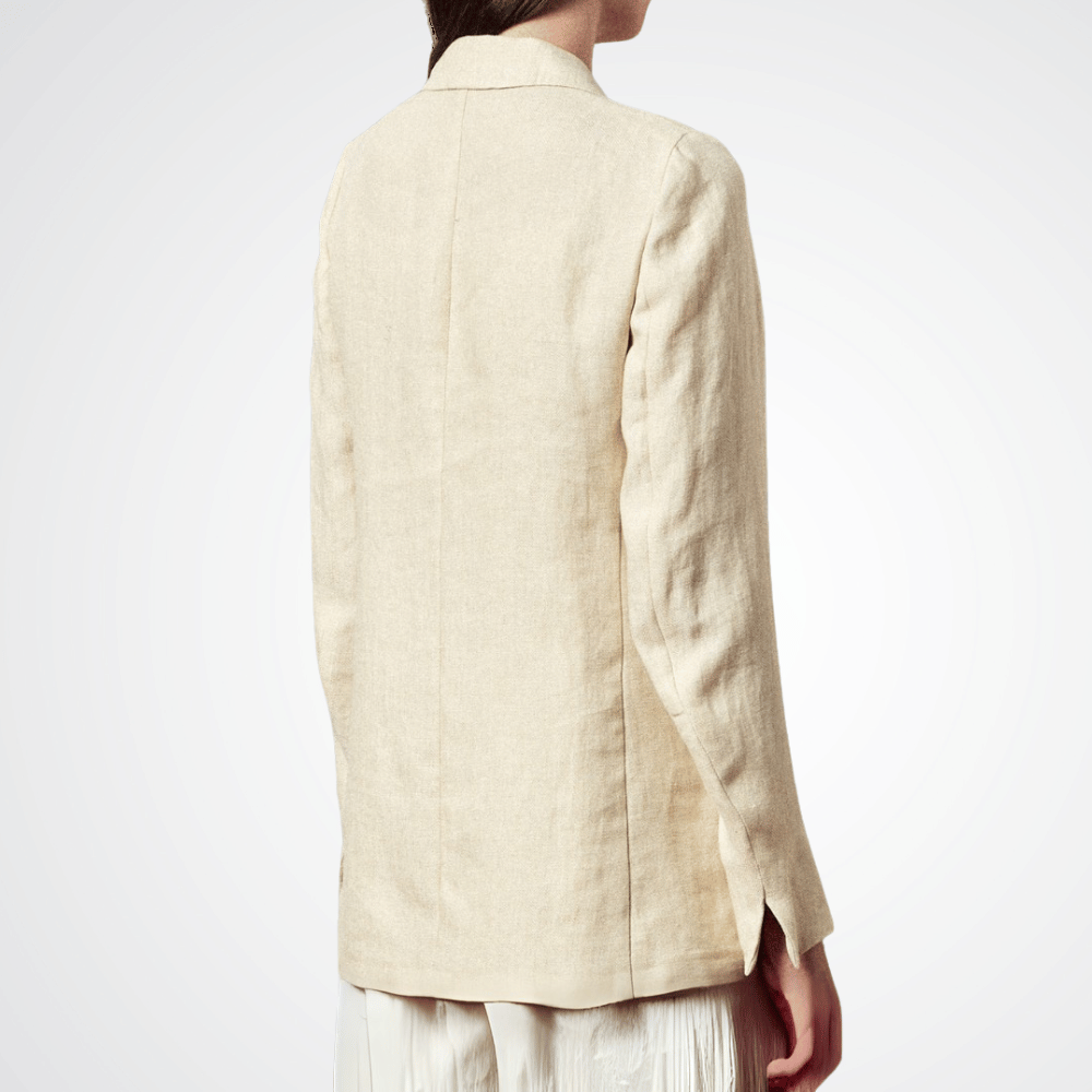 Massimo Alba Woman Charlotte Double-Breasted Linen Jacket in Beige MASSIMO ALBA WOMENS Designer fashion shop online and in store High End fashion boutique Sydney Australia Riada Concept