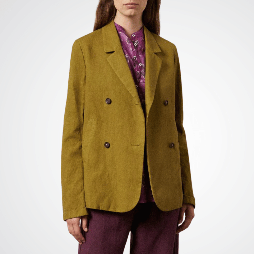 Massimo Alba Woman Hampton Cotton Linen Panama Peacoat in Khaki MASSIMO ALBA WOMENS Designer fashion shop online and in store High End fashion boutique Sydney Australia Riada Concept