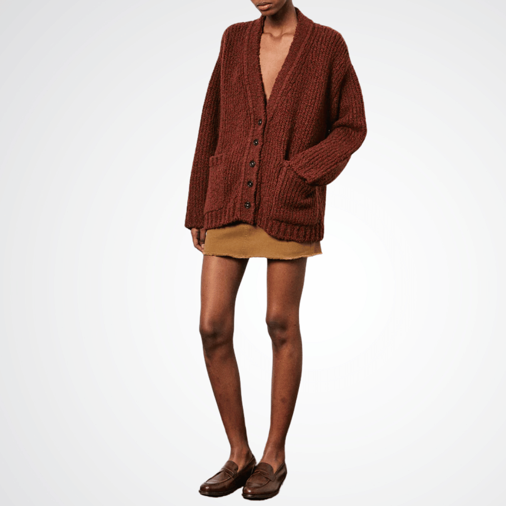 Massimo Alba Woman Maxicardigan Oversized Wool Cardigan in Brown MASSIMO ALBA WOMENS Designer fashion shop online and in store High End fashion boutique Sydney Australia Riada Concept