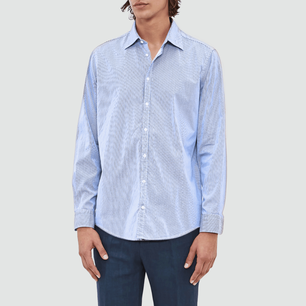 Massimo Alba Menswear Genova Cotton Pinstripe Shirt in Bianco MASSIMO ALBA ITALIAN MENSWEAR shop at Riada Concept Luxury International Designer Boutique in store and online Sydney