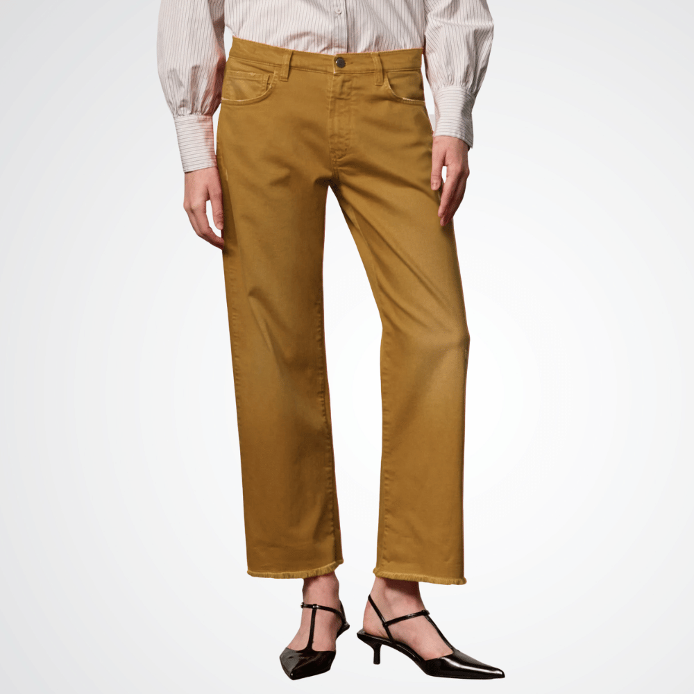 Massimo Alba Woman Alosa Cut Cropped Stretch Cotton Frayed Hem Pants in Khaki MASSIMO ALBA WOMENS Designer fashion shop online and in store High End fashion boutique Sydney Australia Riada Concept