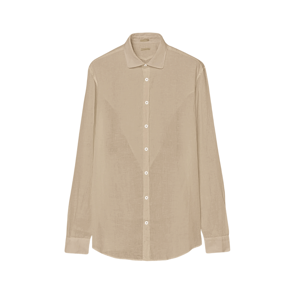 Massimo Alba Menswear Long Sleeve Canary Linen Shirt in Tan MASSIMO ALBA ITALIAN MENSWEAR shop at Riada Concept Luxury International Designer Boutique in store and online Sydney