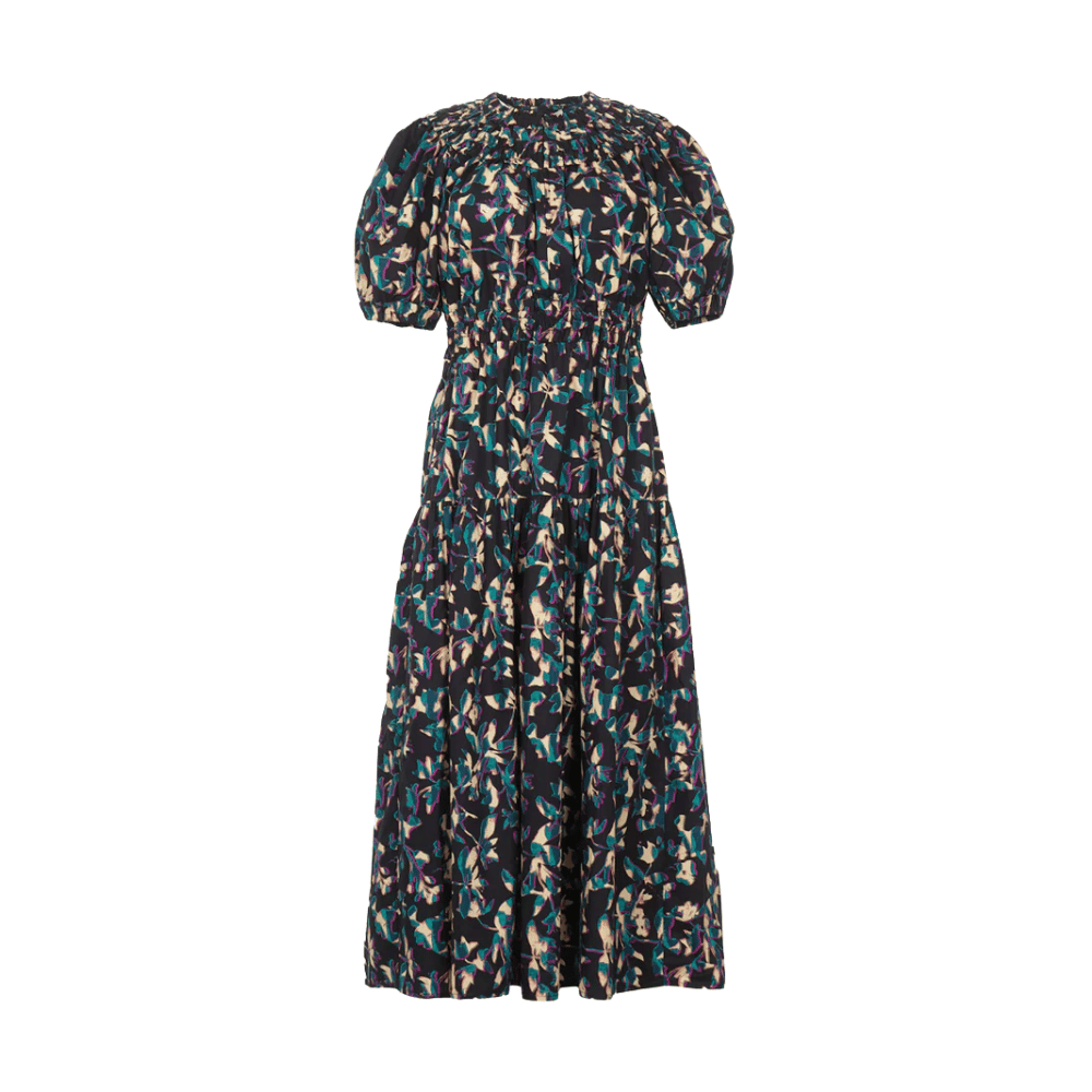 Ulla Johnson Othella Short Sleeve Midi Dress in Kaleidoscope – luxury cotton floral dress Australia Available instore and online at Riada Concept, Woollahra — Sydney’s destination for a curated selection of international luxury brands
