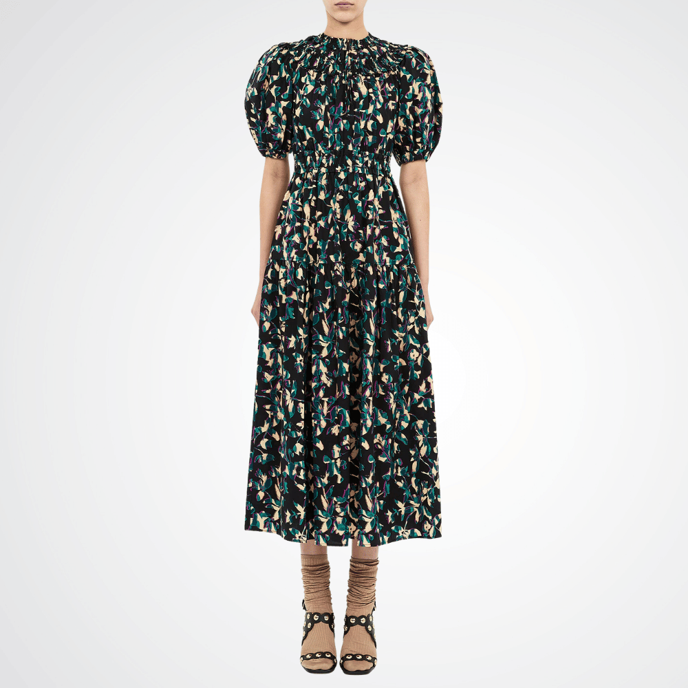 Ulla Johnson Othella Short Sleeve Midi Dress in Kaleidoscope – luxury cotton floral dress Australia Available instore and online at Riada Concept, Woollahra  Sydney’s destination for a curated selection of international luxury brands