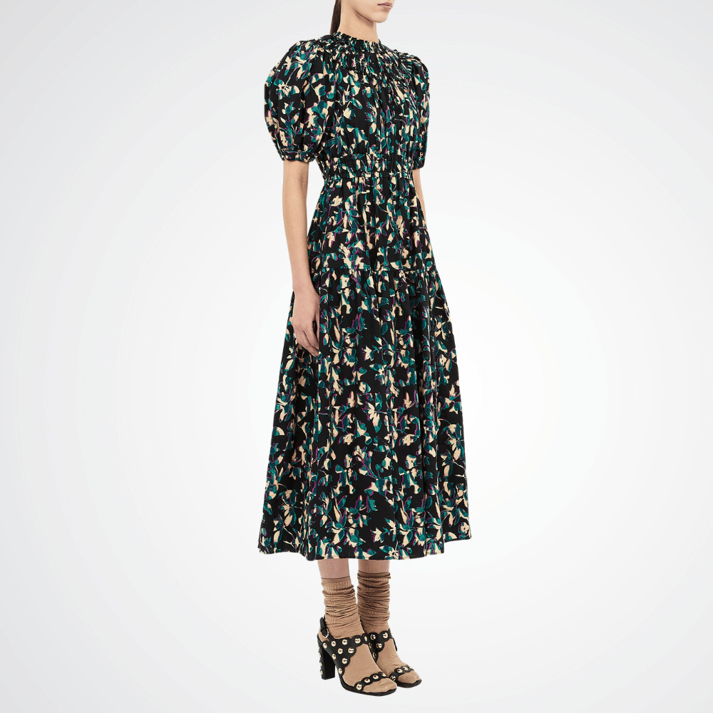 Ulla Johnson Othella Short Sleeve Midi Dress in Kaleidoscope – luxury cotton floral dress Australia Available instore and online at Riada Concept, Woollahra  Sydney’s destination for a curated selection of international luxury brands