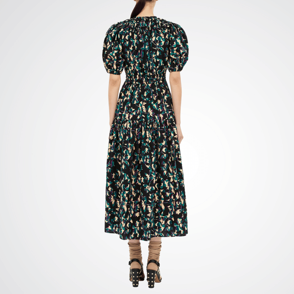 Ulla Johnson Othella Short Sleeve Midi Dress in Kaleidoscope – luxury cotton floral dress Australia Available instore and online at Riada Concept, Woollahra  Sydney’s destination for a curated selection of international luxury brands