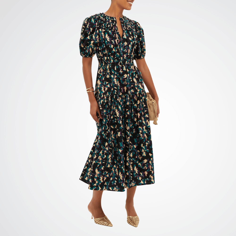 Ulla Johnson Othella Short Sleeve Midi Dress in Kaleidoscope – luxury cotton floral dress Australia Available instore and online at Riada Concept, Woollahra  Sydney’s destination for a curated selection of international luxury brands
