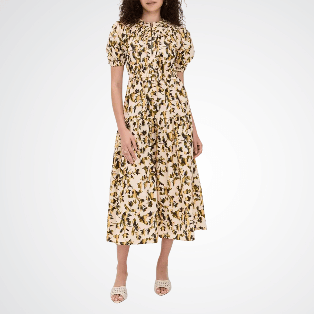 Ulla Johnson Othella Short Sleeve Midi Dress in Lucent – luxury cotton floral midi dress Australia Available instore and online at Riada Concept, Woollahra — Sydney’s destination for a curated selection of international luxury brands