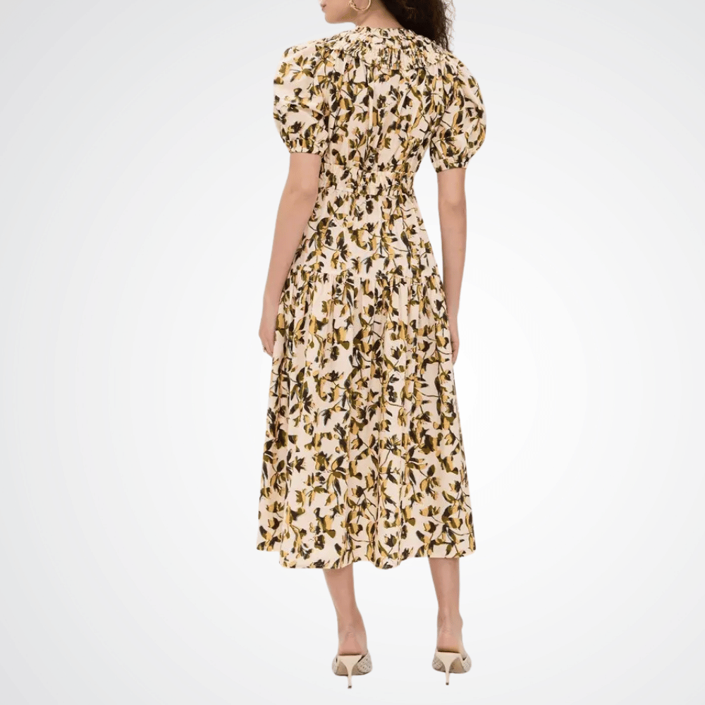 Ulla Johnson Othella Short Sleeve Midi Dress in Lucent – luxury cotton floral midi dress Australia Available instore and online at Riada Concept, Woollahra — Sydney’s destination for a curated selection of international luxury brands