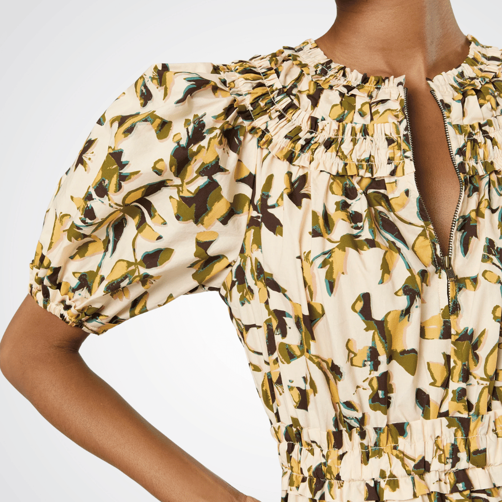 Ulla Johnson Othella Short Sleeve Midi Dress in Lucent – luxury cotton floral midi dress Australia Available instore and online at Riada Concept, Woollahra — Sydney’s destination for a curated selection of international luxury brands