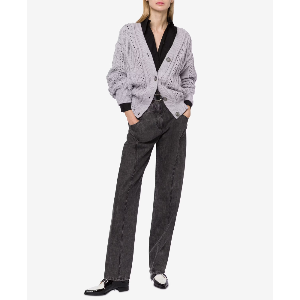 Oversized Wool Cardigan in Grey