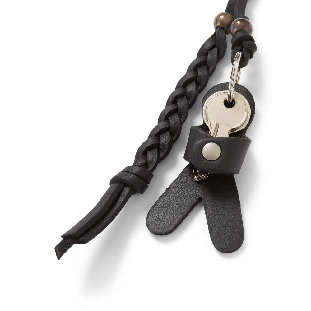 Henry Beguelin Omino Charm Braided Leather Keyring in Black – International designer fashion boutique Australia Riada Concept Woollahra