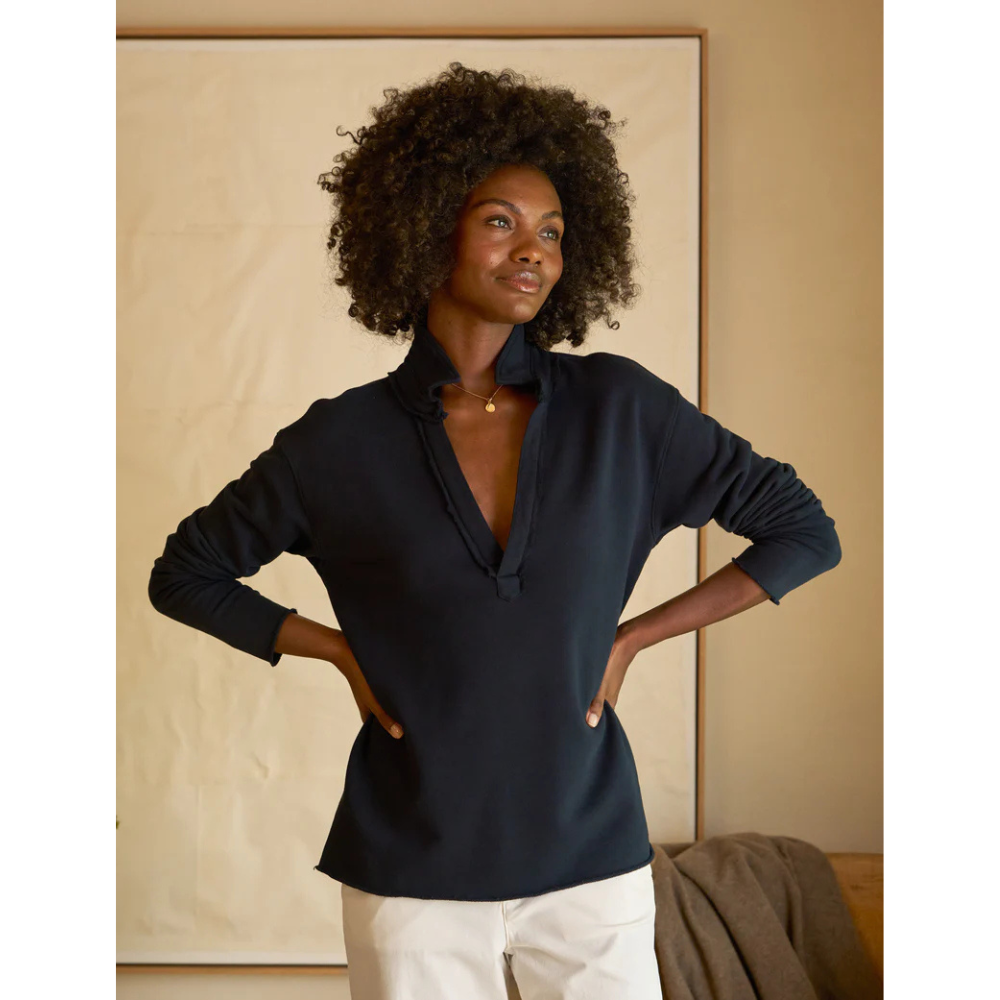 Patrick Popover Henley Triple Fleece in Royal Navy