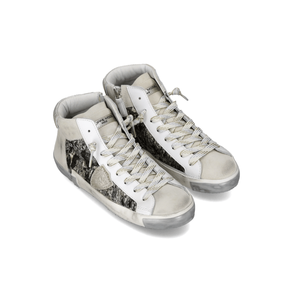 Philippe Model Paris Prsx Tennis Women’s Hi-Top Sneakers in White Platinum PHILIPPE MODEL PARIS DESIGNER SNEAKERS FROM PARIS IN SYDNEY FASHION SHOP ONLINE AND IN STORE AT RIADA CONCEPT SYDNEY AUSTRALIA