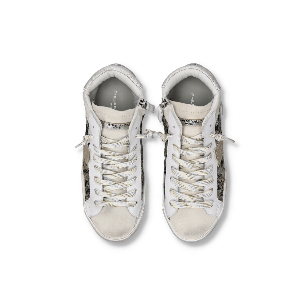 Philippe Model Paris Prsx Tennis Women’s Hi-Top Sneakers in White Platinum PHILIPPE MODEL PARIS DESIGNER SNEAKERS FROM PARIS IN SYDNEY FASHION SHOP ONLINE AND IN STORE AT RIADA CONCEPT SYDNEY AUSTRALIA