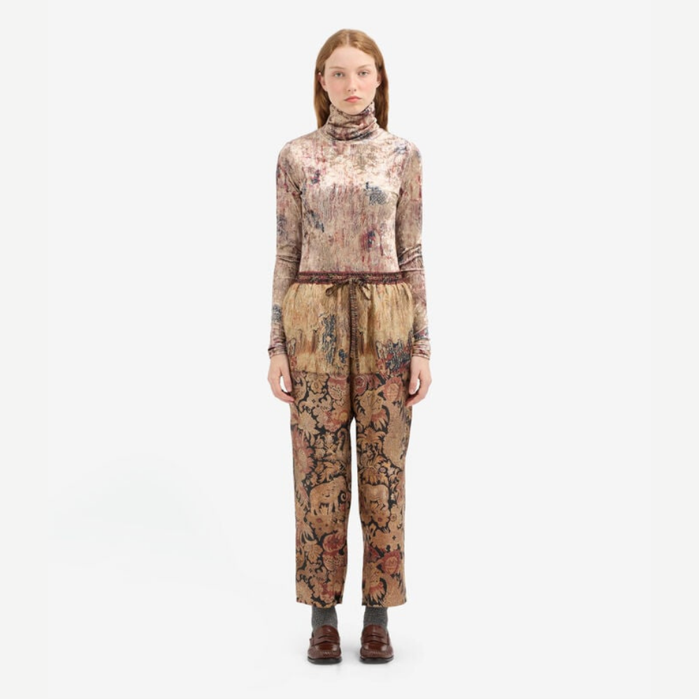 Pierre-Louis Mascia ALOE Ricamo di Alloro Silk Trousers