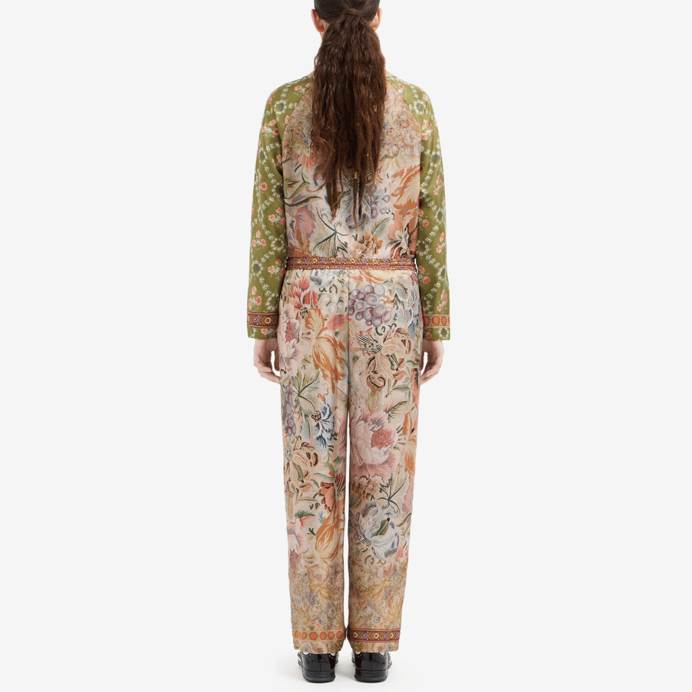 Pierre-Louis Mascia Aloe Silk Trousers in Green and Peach Botanical Tapestry Shop PIERRE LOUIS MASCIA designer fashion online or in-store at Riada Concept, Sydney’s high-end fashion boutique in Australia.