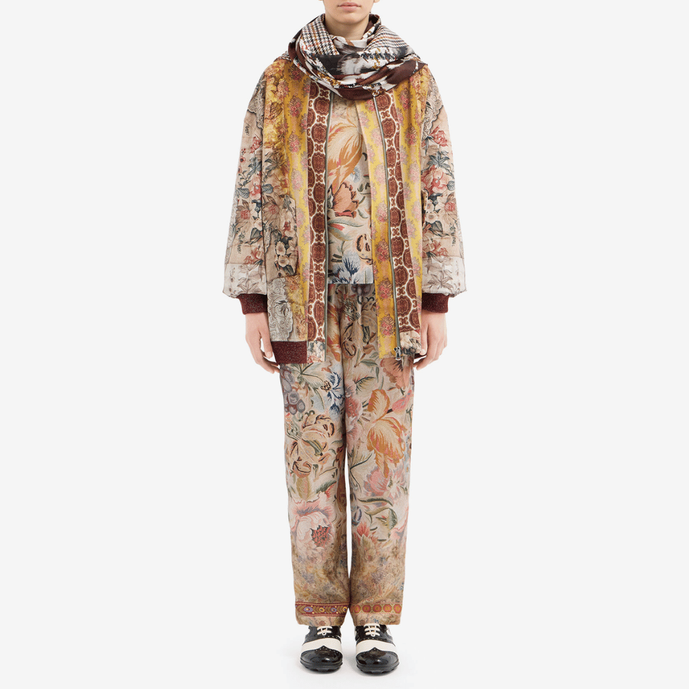 Pierre-Louis Mascia Aloe Silk Trousers in Green and Peach Botanical Tapestry Shop PIERRE LOUIS MASCIA designer fashion online or in-store at Riada Concept, Sydney’s high-end fashion boutique in Australia.