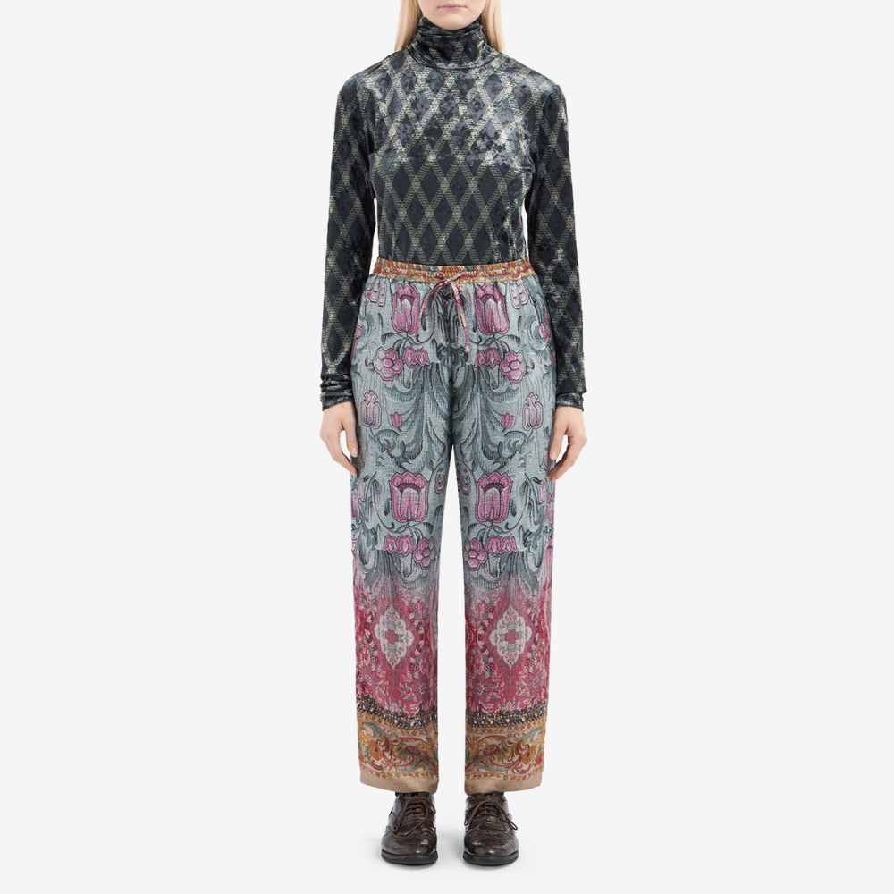Pierre-Louis Mascia Aloe Silk Trousers in Grey, Pink and Floral Tapestry Print PIERRE LOUIS MASCIA designer fashion online or in-store at Riada Concept, Sydney’s high-end fashion boutique in Australia.