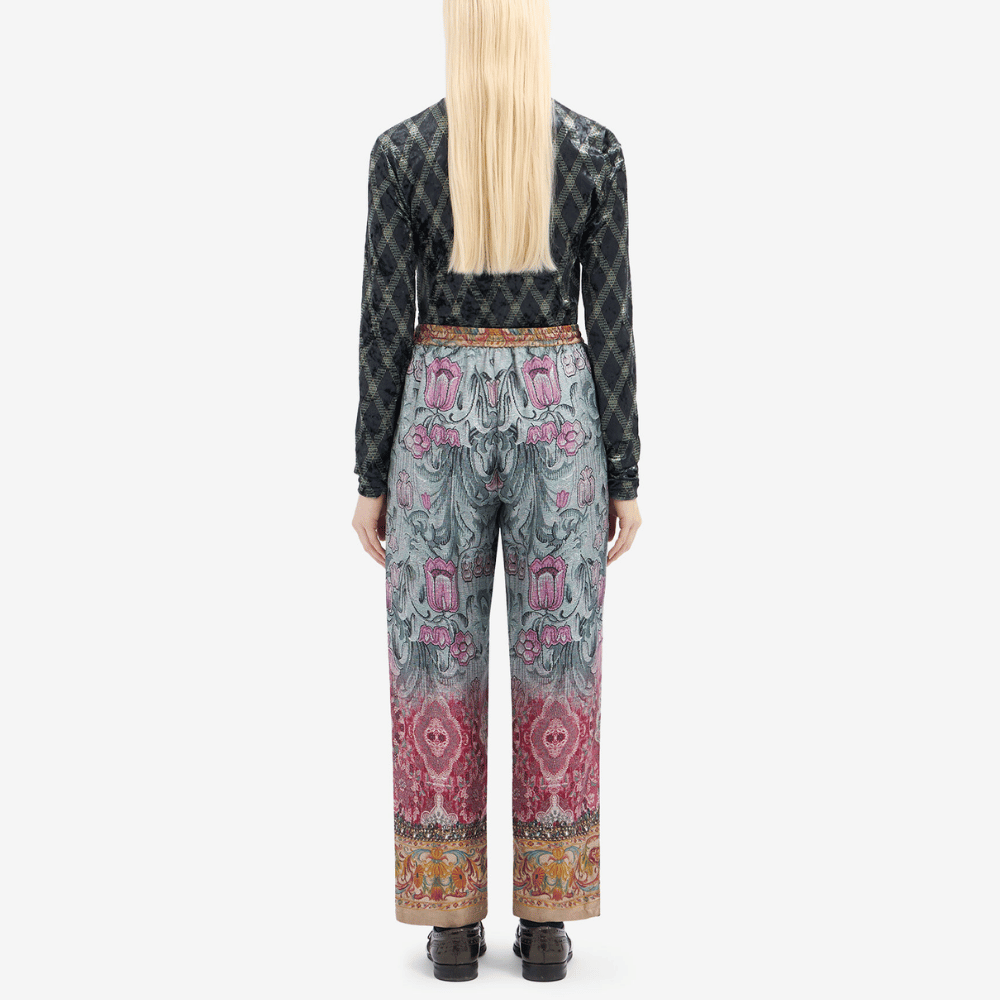 Pierre-Louis Mascia Aloe Silk Trousers in Grey, Pink and Floral Tapestry Print PIERRE LOUIS MASCIA designer fashion online or in-store at Riada Concept, Sydney’s high-end fashion boutique in Australia.
