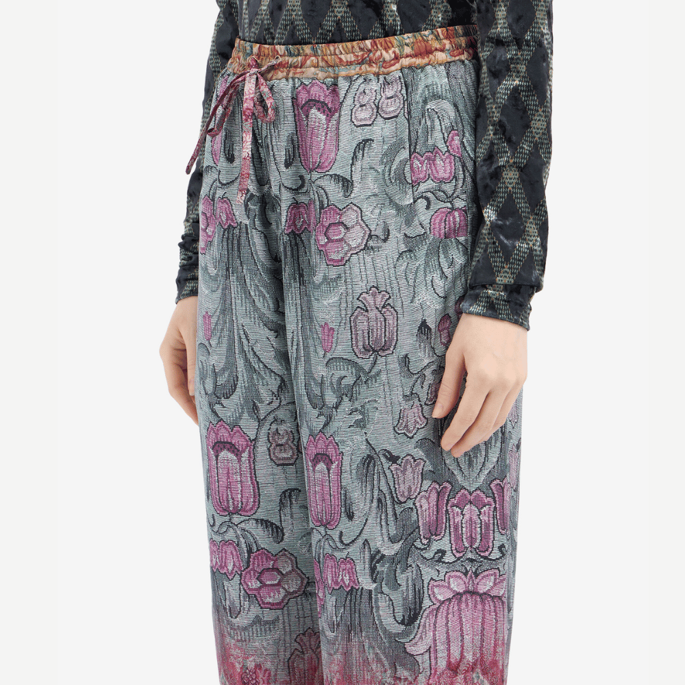 Pierre-Louis Mascia Aloe Silk Trousers in Grey, Pink and Floral Tapestry Print PIERRE LOUIS MASCIA designer fashion online or in-store at Riada Concept, Sydney’s high-end fashion boutique in Australia.