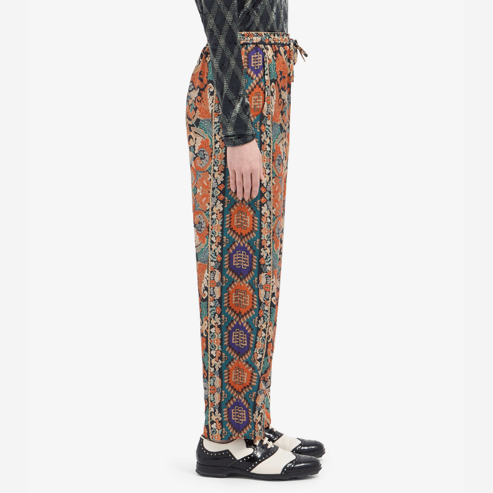Pierre-Louis Mascia Aloe Silk Trousers in Orange and Blue Ornamental Tapestry Print PIERRE LOUIS MASCIA designer fashion online or in-store at Riada Concept, Sydney’s high-end fashion boutique in Australia.