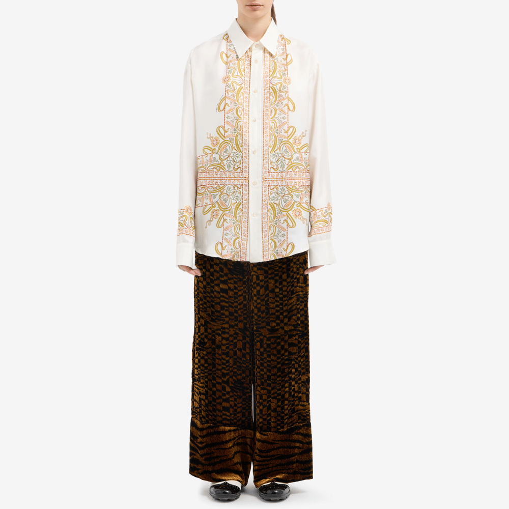 Pierre-Louis Mascia Aloebio Silk Long Sleeve Shirt in Cream with Ornamental Motif Shop PIERRE LOUIS MASCIA designer fashion online or in-store at Riada Concept, Sydney’s high-end fashion boutique in Australia.