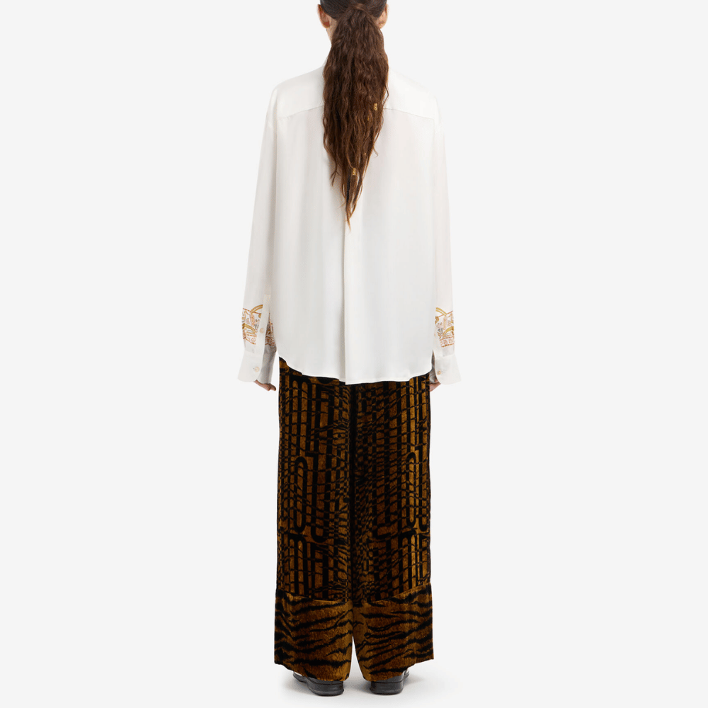 Pierre-Louis Mascia Aloebio Silk Long Sleeve Shirt in Cream with Ornamental Motif Shop PIERRE LOUIS MASCIA designer fashion online or in-store at Riada Concept, Sydney’s high-end fashion boutique in Australia.